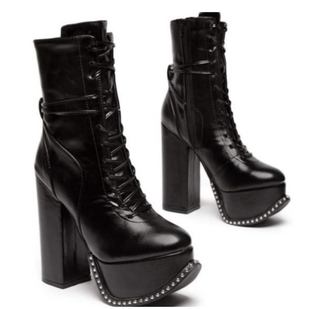 Pandora | Studded Platform Boots | Black - Picture 2 of 6